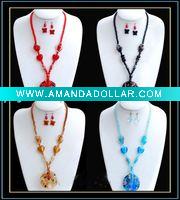Wholesale fashion murano glass necklace and earring set