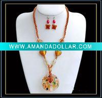 Wholesale hottest murano glass necklace and earring set