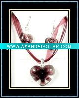 Wholesale glass pendant and earrings jewelry set