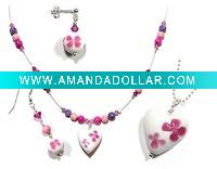 Wholesale murano glass necklace and earring set