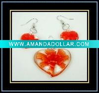 Wholesale glass pendant and earrings jewelry set