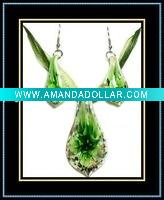 Wholesale inner flower glass pendant and earrings jewelry set