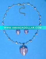 Wholesale murano glass necklace and earring set
