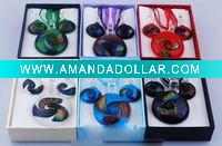 Wholesale glass pendant and earrings jewelry set