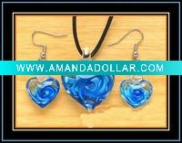 Wholesale heart glass jewelry set