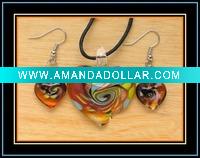 Wholesale heart glass jewelry set