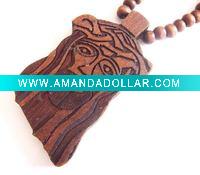 Wholesale wood jesus face pendant