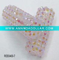 Wholesale Resin beads, with rhinestone, round tube