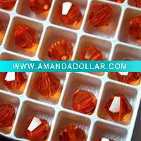 High quality red bicone lampwork glass beads