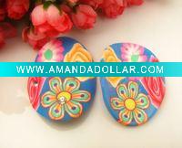 Wholesale 2000pcs/lot polymer clay + crystal soft ceramics jewelry accessories beads pendant flower oval shape PC010
