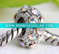 Wholesale wholesale accessories, alloy beads, silver plated with diamond