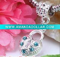 wholesale accessories, silver beads with diamond, charm jewelry