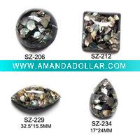 Newest Style Flat Back Polyester Stone inside shell chips