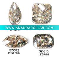 Newest Style Flat Back Polyester Stone inside shell chips