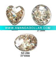 Newest Style Flat Back Polyester Stone inside shell chips