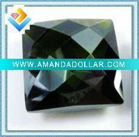 Olivine cushion cut zircon gemstone