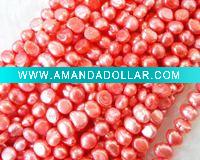 dyed red loose baroque pearl