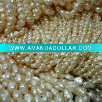 Wholesale 7-8mm white baroque cultured pearl strand