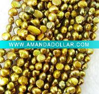 6-7mm yellow dyed baroque pearl necklace