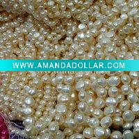 8-9mm white freshwater baroque pearl strand