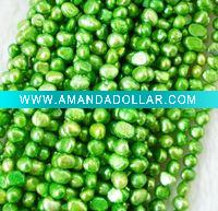 Wholesale dyed greeh baroque pearl beads