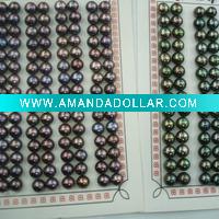 Wholesale 8.5-9.0mm blue black half drilled fresh water button loose pearl