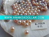 Wholesale 6-7mm beautiful freshwater cultured round pearl bead