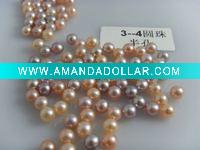 3-4mm nature color AAA freshwater loose round culture pearl