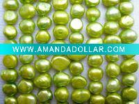 7-8mm green dyed baroque pearls