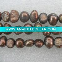 Wholesale wholesale 16" 6-7mm coffee smooth on both sides pearls loose strand