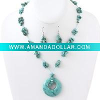 Wholesale Turquoise beads necklace set JNK2127