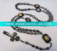 Wholesale hematite rosary,rosary, cross necklace.bead rosary