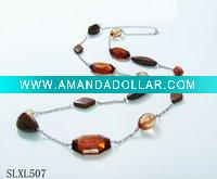 Wholesale fashion resin cabochons necklace SLXL507| gemstone beads chain necklace