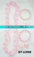Wholesale pink butterfly and round beads jewelry set