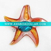 Wholesale starfish lampwork glass pendant for necklace