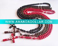 Wholesale wood cross rosary, bead wooden rosary