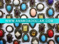 Wholesale wholesale Lots Mixed New turquoise Gemstone antique bronze rings