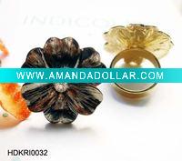 zinc alloy gemstone flower ring