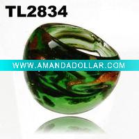 Wholesale 2011 New style murano glass rings with gold sand