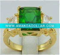 Natural emerald diamond 14kt solid y/gold ring