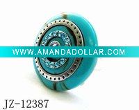 Wholesale aqua bohemica crystal and turquoise channel setting alloy ring
