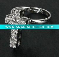 Wholesale Alloy rings ,artificiality diamond cross rings with crystal ,zircon rings ,crystal ring ,jewelry rings