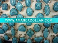 Wholesale Charming fashion turquoise gemstone rings wedding rings