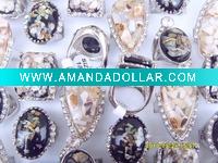 murano shell rings rhinestone rings