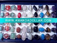 best mixed lots big Natural gemstone rings Fashion rings