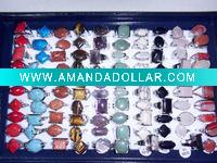 mixed lots Natural gemstone rings charming rings