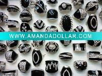 Wholesale cz black enamel platinum rings
