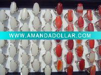 Wholesale charming Nautral agate gemstone silver wedding rings fashion jewelry rings