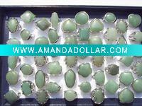 Wholesale Natural Emerald gemstone rings fashion Jewelry rings