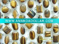 Wholesale tiger-eye stone silver rings fashion rings